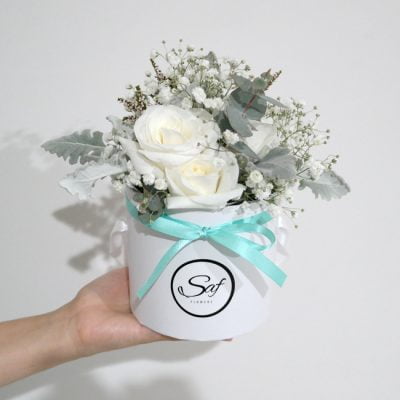 White & Green Mini Hat Box