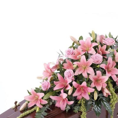 Pink Lily & Rose Casket Spray