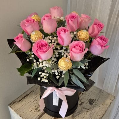 12 Hot Pink Rose Luxe Hat Box