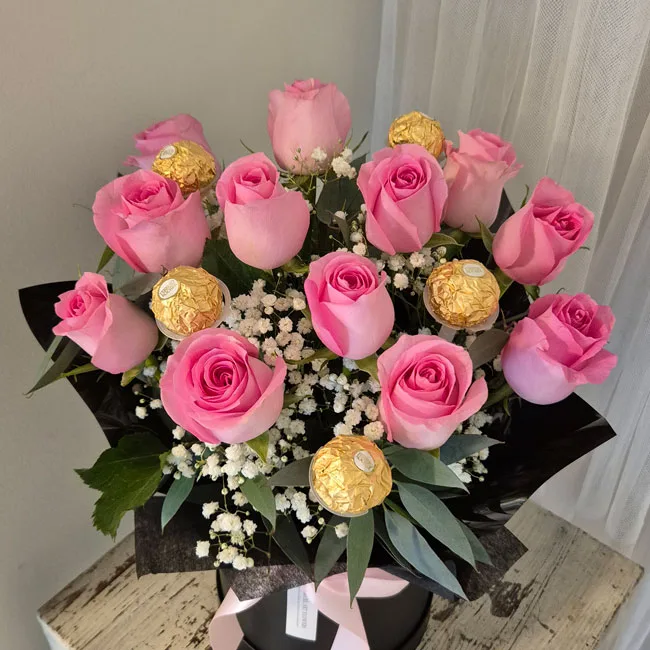 12 Hot Pink Rose Luxe Hat Box - Image 2