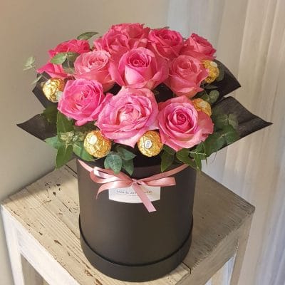 12 Hot Pink Rose Luxe Hat Box