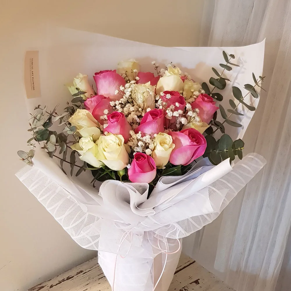 Pink & White Rose Bouquet