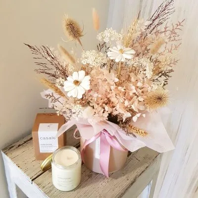 Dried Flowers with Candle